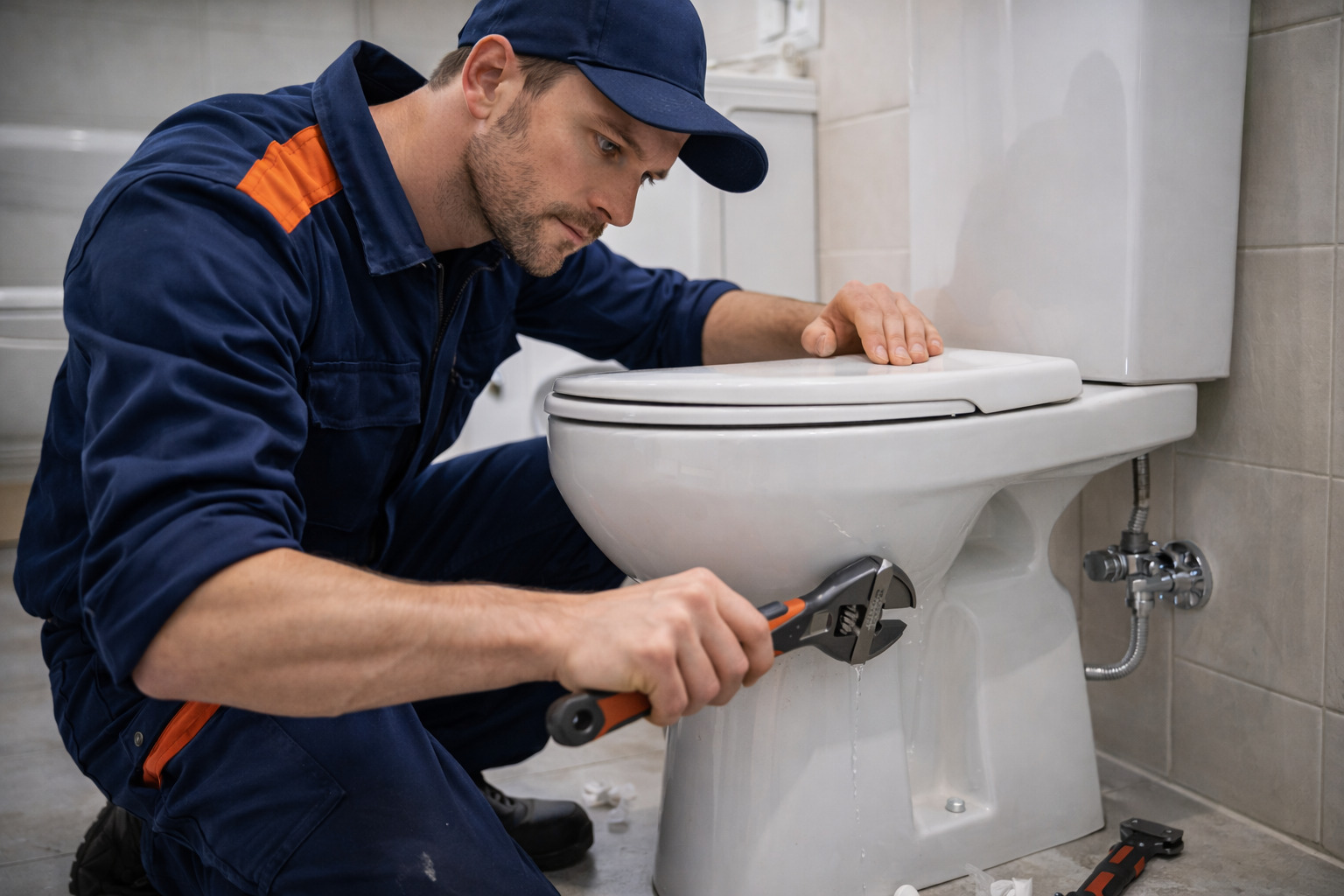 Installatie van sanitair door een vakman